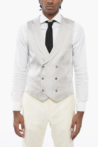 CC COLLECTION Jacquard Fabric Double-Breasted Waistcoat