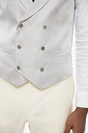 CC COLLECTION Jacquard Fabric Double-Breasted Waistcoat