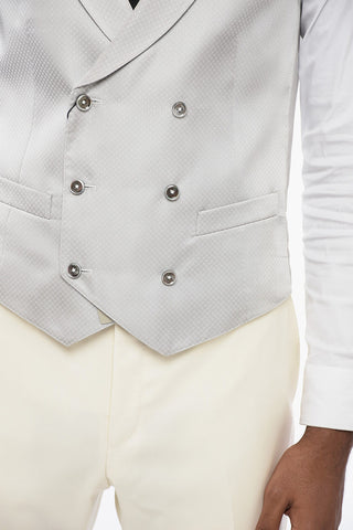 CC COLLECTION Jacquard Fabric Double-Breasted Waistcoat