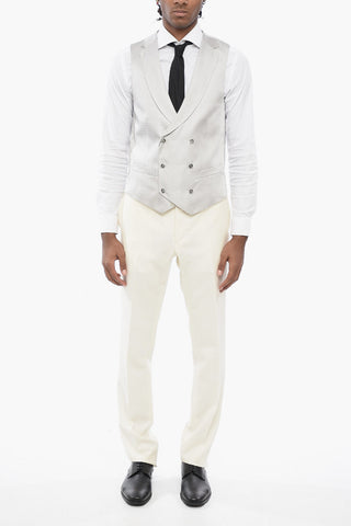 CC COLLECTION Jacquard Fabric Double-Breasted Waistcoat