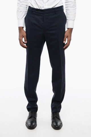 Pantaloni in Lana Stretch con Motivo Micro Pied-de-Poule