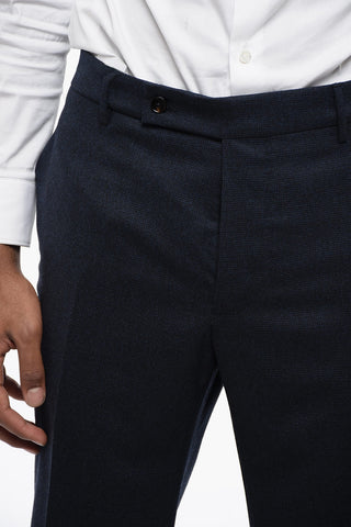 Pantaloni in Lana Stretch con Motivo Micro Pied-de-Poule