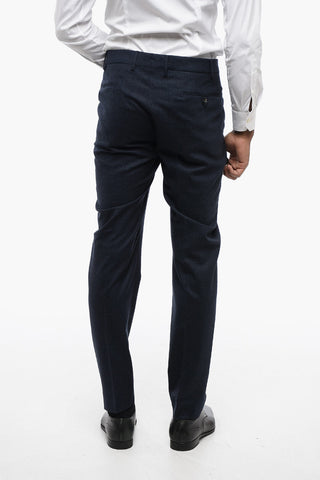 Pantaloni in Lana Stretch con Motivo Micro Pied-de-Poule