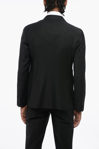 Double-breasted Wool Blend Coat with Peak Lapel