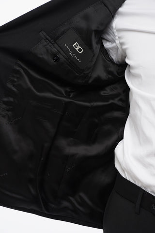 Double-breasted Wool Blend Coat with Peak Lapel