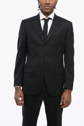 CC COLLECTION Virgin Wool Side Vents Notch Lapel 3-Button Suit