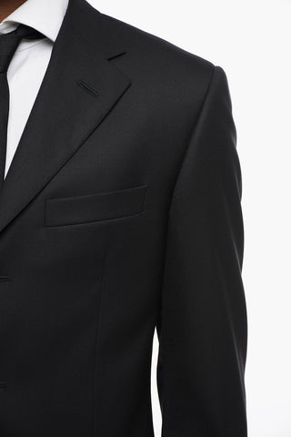 CC COLLECTION Virgin Wool Side Vents Notch Lapel 3-Button Suit