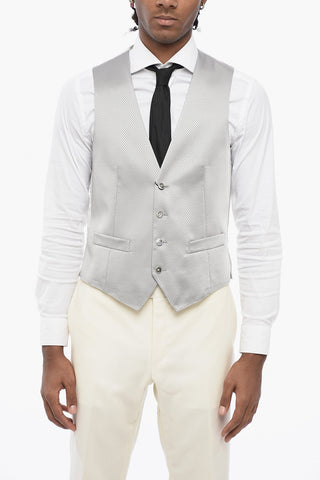 CC COLLECTION Single-breasted Jacquard Fabric Vest