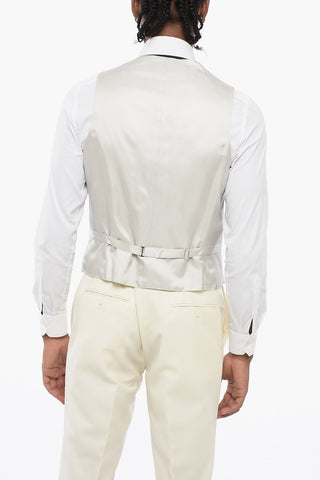 CC COLLECTION Single-breasted Jacquard Fabric Vest