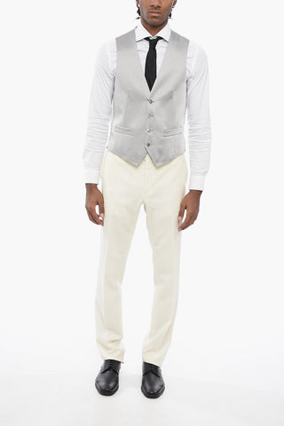 CC COLLECTION Single-breasted Jacquard Fabric Vest