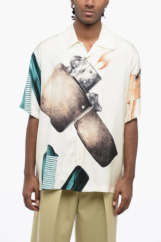 Printed Satin OBJECTS Bowling Shirt