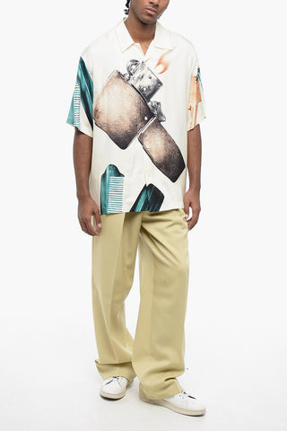 Printed Satin OBJECTS Bowling Shirt