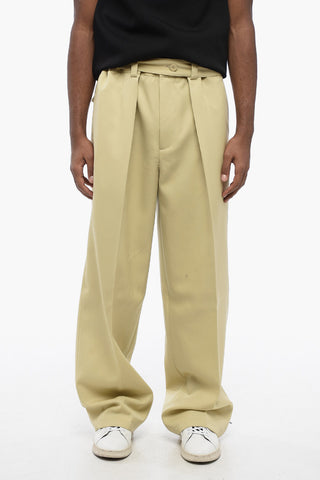 Double-pleated Wool Pants with Belt