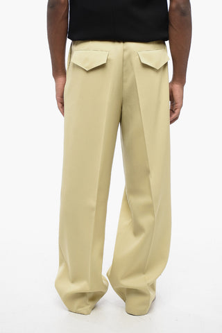 Double-pleated Wool Pants with Belt