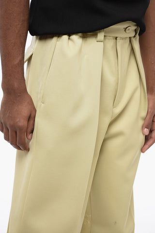 Double-pleated Wool Pants with Belt