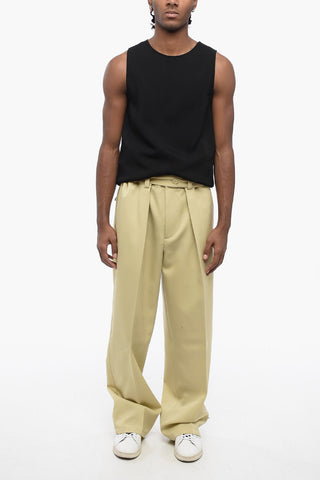 Double-pleated Wool Pants with Belt