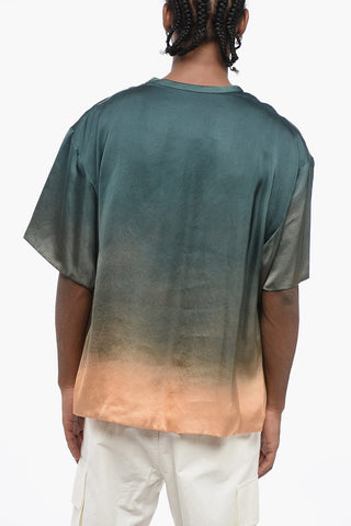 Top a Maniche Corte PALM in Satin Stampato
