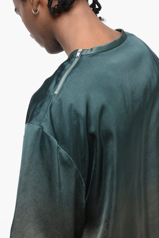 Top a Maniche Corte PALM in Satin Stampato