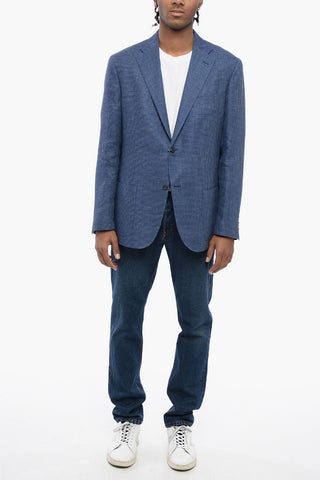 Jacquard Flax Blend Half-lined Blazer