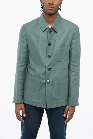 CC COLLECTION Half-lined Flax Blazer with Standard Collar