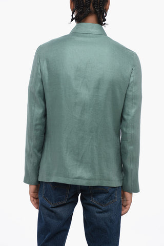 CC COLLECTION Half-lined Flax Blazer with Standard Collar