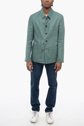 CC COLLECTION Half-lined Flax Blazer with Standard Collar