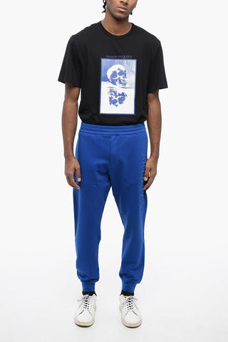 Joggers in Cotone Garzato con Polsini