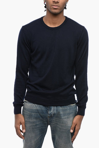 Solid Color Wool Crew-neck Sweater