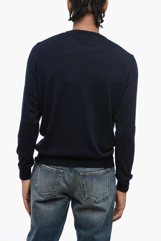 Solid Color Wool Crew-neck Sweater