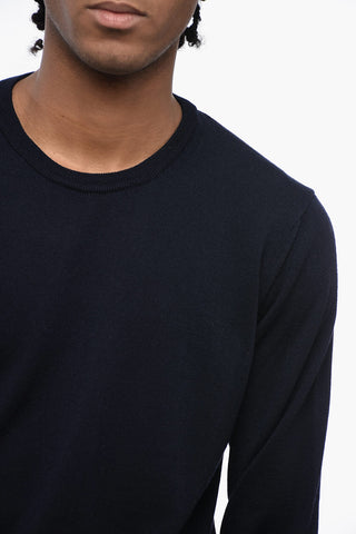 Solid Color Wool Crew-neck Sweater
