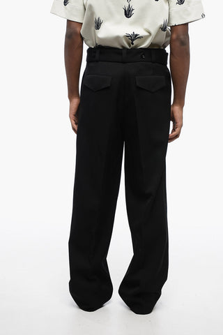 Single-pleated Wool Pants with Belt