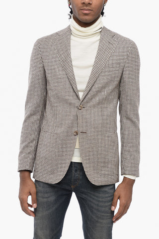 CC COLLECTION Houndstooth Wool Blend Blazer with Patch Pockets
