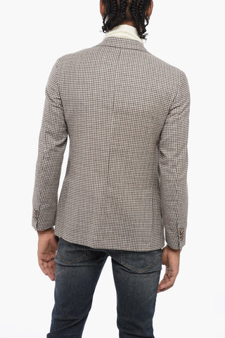 CC COLLECTION Houndstooth Wool Blend Blazer with Patch Pockets