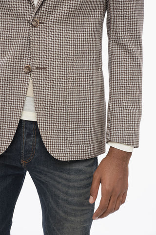 CC COLLECTION Houndstooth Wool Blend Blazer with Patch Pockets
