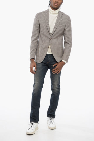 CC COLLECTION Houndstooth Wool Blend Blazer with Patch Pockets