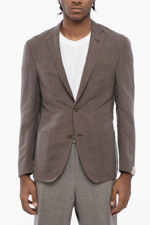 CIRCLE Unlined Linen and Silk Blazer with Patch Pockets