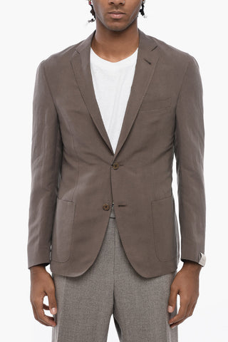 CIRCLE Unlined Linen and Silk Blazer with Patch Pockets