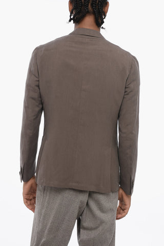 CIRCLE Unlined Linen and Silk Blazer with Patch Pockets