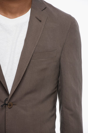 CIRCLE Unlined Linen and Silk Blazer with Patch Pockets