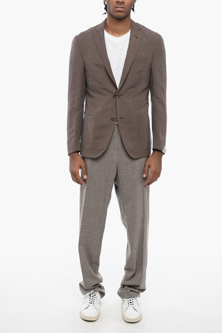 CIRCLE Unlined Linen and Silk Blazer with Patch Pockets