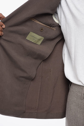CIRCLE Unlined Linen and Silk Blazer with Patch Pockets