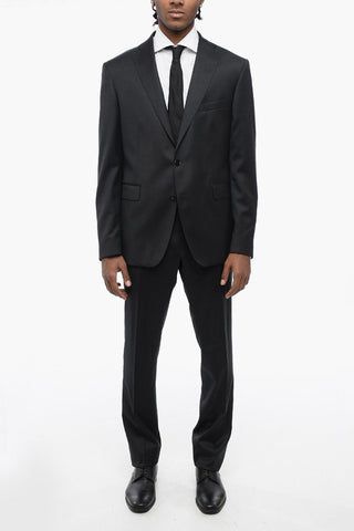Single-breasted Virgin Wool Suit with Nocth Lapel