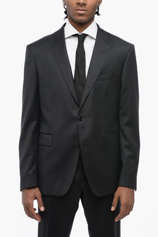 Single-breasted Virgin Wool Suit with Nocth Lapel