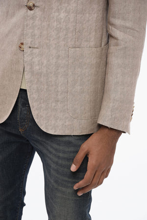 CC COLLECTION Blazer Semifoderato in Lino Jacquard con Tasche a Toppa