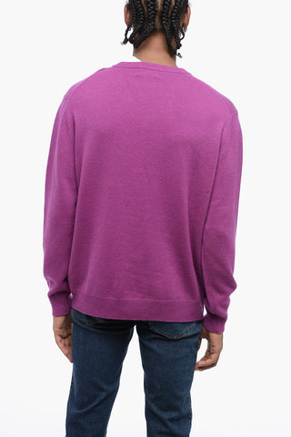 V-Neck Argyle Motif Cashmere Sweater