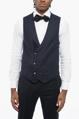 CC COLLECTION Double-breasted Jacquard Fabric Vest