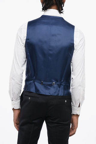 CC COLLECTION Double-breasted Jacquard Fabric Vest