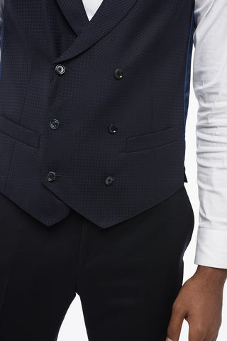 CC COLLECTION Double-breasted Jacquard Fabric Vest