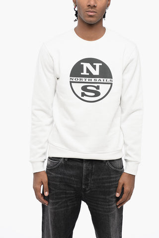 Fleeced Cotton Crew-neck Sweatshirt with Contrasting Logo