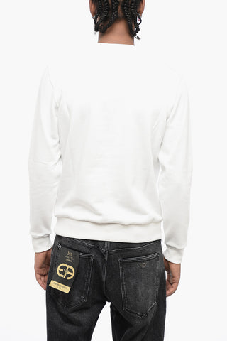 Fleeced Cotton Crew-neck Sweatshirt with Contrasting Logo